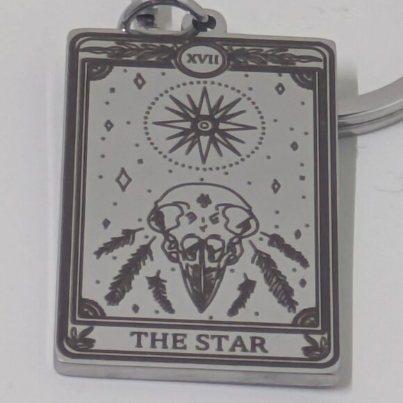 Tarot Card Keychain Stainless Steel The Star Card Silver - Picture 1 of 1